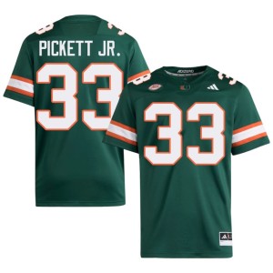 #33 College Football Men Green Stitched Booker Pickett Jr. University of Miami Jerseys 215112-683