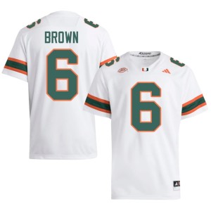 #6 Men CharMar Brown White Embroidery College Football Miami Hurricanes Jerseys 421174-760