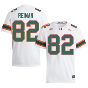 #82 Miami Hurricanes Replica Dylan Reiman College Football White Men Jersey 426368-913
