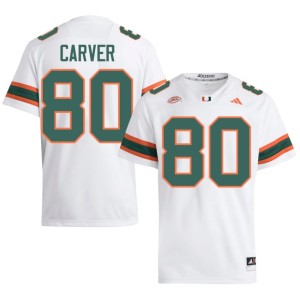 #80 College Football Hunter Carver Miami White Stitched Men's Jerseys 317258-137