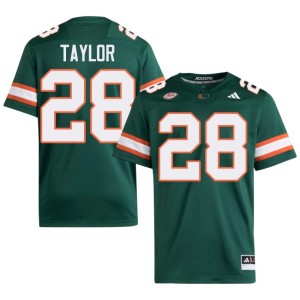 #28 Isaiah Taylor Embroidery UM Hurricanes Men Green College Football Jerseys 676649-499