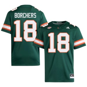 #18 Stitched College Football Miami Men's Joe Borchers Green Jersey 727992-768