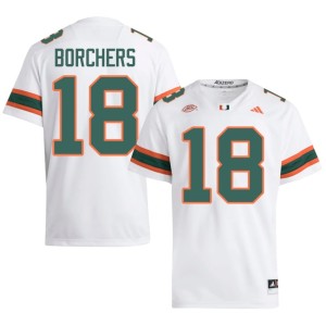 #18 White College Football Joe Borchers Hurricanes Mens 2026-27 Jersey 552470-395