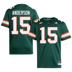 #15 Stitched Mens Green Judd Anderson College Football Miami Jersey 331071-357