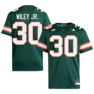 #30 Green Hurricanes Kellen Wiley Jr. College Football University Men Jerseys 114159-179