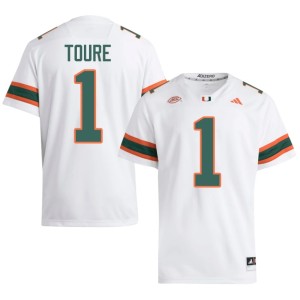 #1 Miami High School White Men Mohamed Toure College Football Jerseys 423056-773