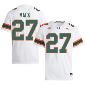 #27 Ryan Mack Mens UMiami Stitched College Football White Jersey 123598-730