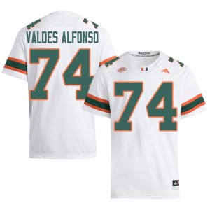#74 White Yerovi Valdes Alfonso Mens Player College Football University of Miami Jerseys 550820-569