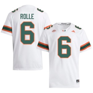 #6 Antrel Rolle College Football White Stitched Men's University of Miami Jersey 614680-480