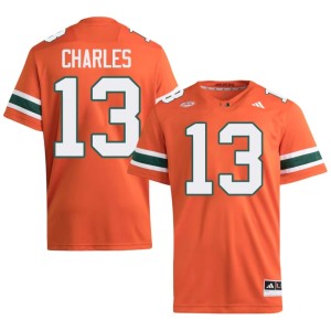 #13 Mens College Football Orange Asharri Charles Miami of Florida High School Jerseys 957450-985