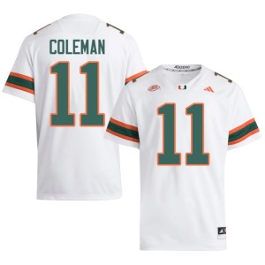 #11 College Football Men Miami White NCAA Dereon Coleman Jersey 905553-635