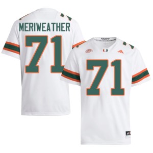 #71 Jamal Meriweather Mens College Football Hurricanes Game White Jerseys 880624-320