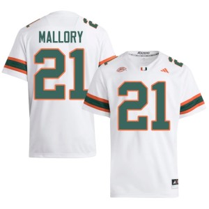 #21 Canes Javian Mallory Mens White College Football Embroidery Jersey 556727-783