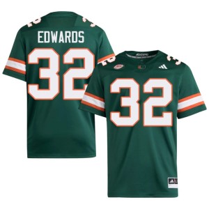 #32 Miami of Florida Mens Justin Edwards College Football Alumni Green Jerseys 110534-456