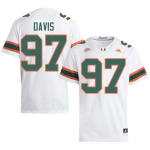 #97 Hurricanes Keona Davis College Football Men's Embroidery White Jersey 260478-298
