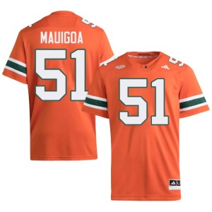 #51 Embroidery UMiami Hurricanes Men's Kiko Mauigoa College Football Orange Jerseys 959522-734