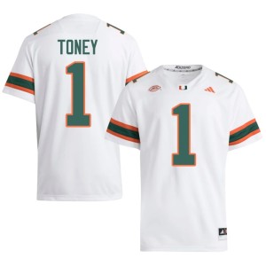 #1 Men's UMiami Hurricanes White Player Malachi Toney College Football Jerseys 227095-672
