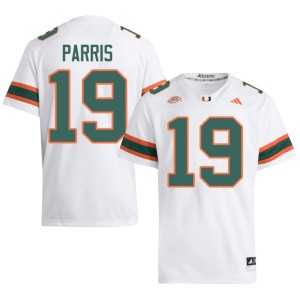 #19 2026 White College Football Milan Parris University of Miami Mens Jersey 838620-106