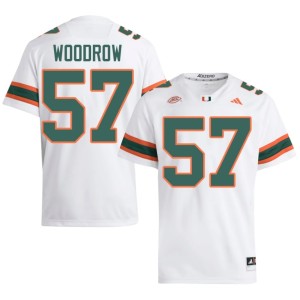 #57 Men Rhys Woodrow College Football UM Hurricanes University White Jersey 354049-841
