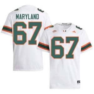 #67 College Football High School The U White Men Russell Maryland Jerseys 789763-448