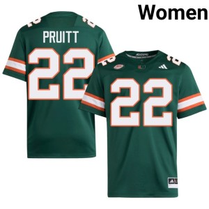 #22 Cam Pruitt Women's UMiami Green Game College Football Jersey 120237-490