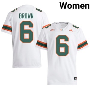 #6 Womens Miami White High School College Football CharMar Brown Jersey 626800-782