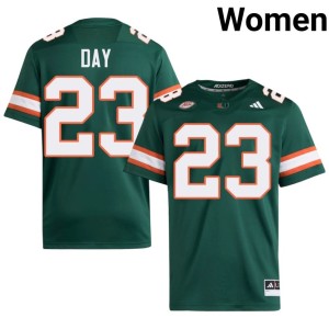 #23 Dylan Day College Football Hurricanes Women's Embroidery Green Jersey 549643-945
