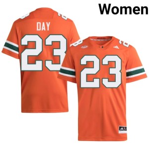 #23 Stitched University of Miami Womens Orange Dylan Day College Football Jerseys 128775-432