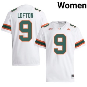 #9 UM Hurricanes White Womens University Elija Lofton College Football Jersey 340768-137