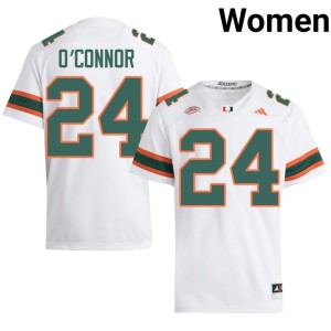 #24 Womens College Football High School UM Hurricanes Ethan O'Connor White Jerseys 629197-550