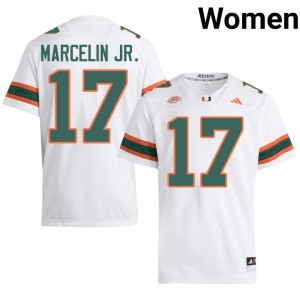 #17 Ezekiel Marcelin Jr. The U College Football White NCAA Women Jerseys 628271-289