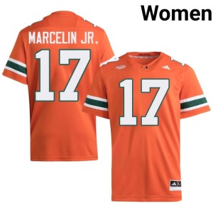 #17 Womens College Football Orange UMiami Hurricanes University Ezekiel Marcelin Jr. Jersey 640138-731