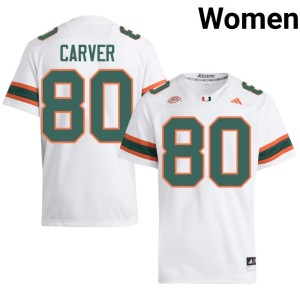#80 Hunter Carver White UMiami Women Player College Football Jersey 598631-581