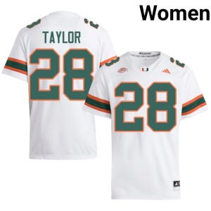 #28 Game Miami of Florida College Football White Women Isaiah Taylor Jersey 517740-825