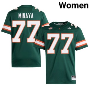 #77 Miami Womens Replica Juan Minaya College Football Green Jerseys 432889-954