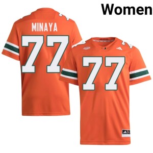 #77 College Football Game Women's Orange Juan Minaya Canes Jersey 212091-904