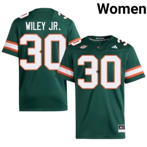#30 Official College Football UMiami Womens Kellen Wiley Jr. Green Jersey 954156-462