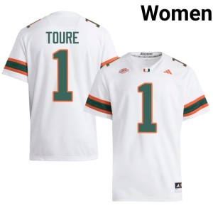 #1 Hurricanes College Football Mohamed Toure Replica White Women's Jersey 647167-340