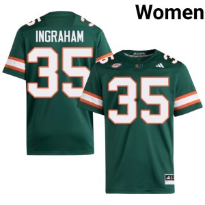 #35 Women's Green Limited College Football Hurricanes Monroe Ingraham Jerseys 783372-950