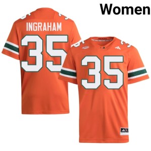 #35 College Football UMiami Orange Monroe Ingraham Womens Player Jersey 672721-951