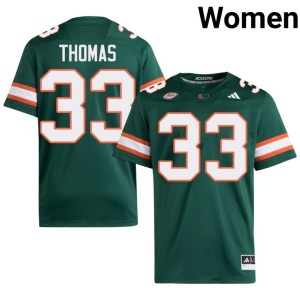 #33 College Football Green UMiami Womens Official Nick Thomas Jersey 870784-514