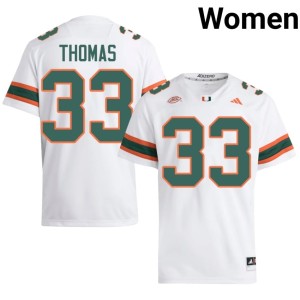 #33 Limited White UMiami College Football Nick Thomas Women's Jersey 956191-362