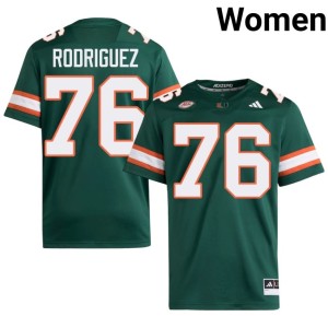 #76 College Football Game Miami Green Ryan Rodriguez Women's Jersey 661446-231