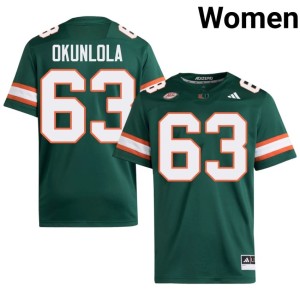 #63 University of Miami College Football University Samson Okunlola Green Women's Jerseys 445653-129