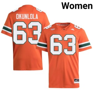 #63 Orange College Football Samson Okunlola Women's Canes Embroidery Jersey 796004-358