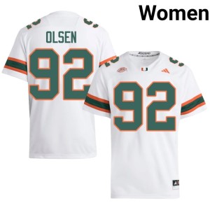 #92 College Football Stitched Women Samuel Coufal White Miami Jerseys 680587-211