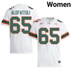 #65 College Football Women Hurricanes White High School Seuseu Alofaituli Jersey 668315-755