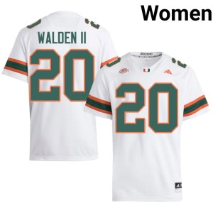 #20 Stitched College Football University of Miami White Womens Terrell Walden II Jerseys 815693-373