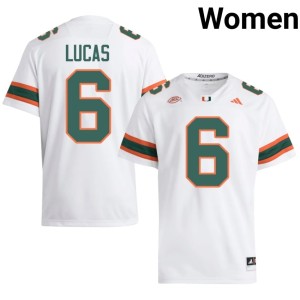 #6 UMiami Xavier Lucas Game Womens College Football White Jersey 540489-953