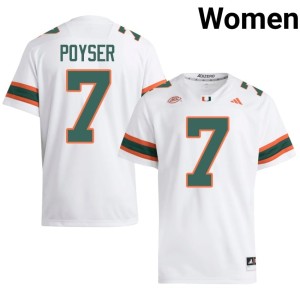#7 White Replica Hurricanes Women's College Football Zechariah Poyser Jerseys 647219-984